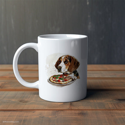 Funny Beagle Sniffing a Slice of Pizza Mug – Cute Dog-Themed Mugs | Perfect Gifts for Dog Lovers