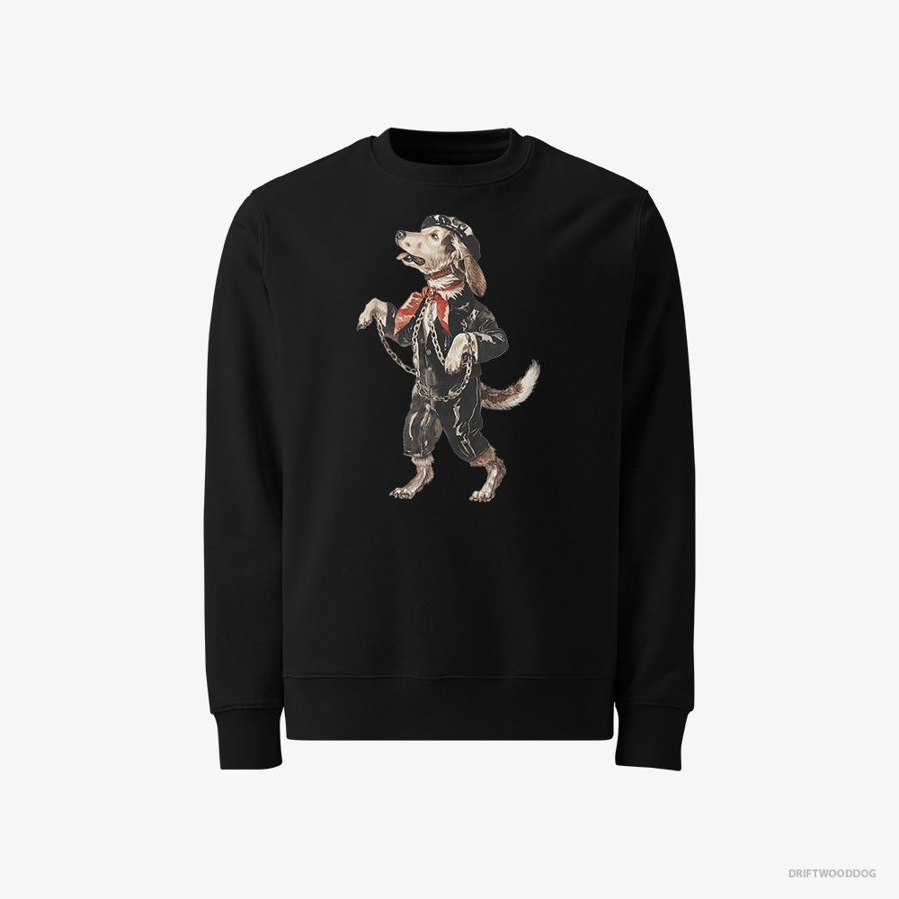 Beagle Sweatshirt – Men Black Sweatshirt Classic – Headbanging in Chains (on White Background)