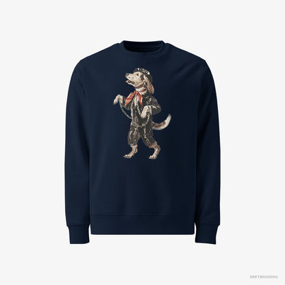 Beagle Sweatshirt – Men Navy Sweatshirt Classic – Headbanging in Chains (on White Background)