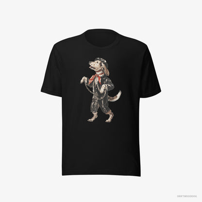 Beagle T-Shirt – Men Black T-Shirt Eco-Friendly – Headbanging in Chains (on White Background)