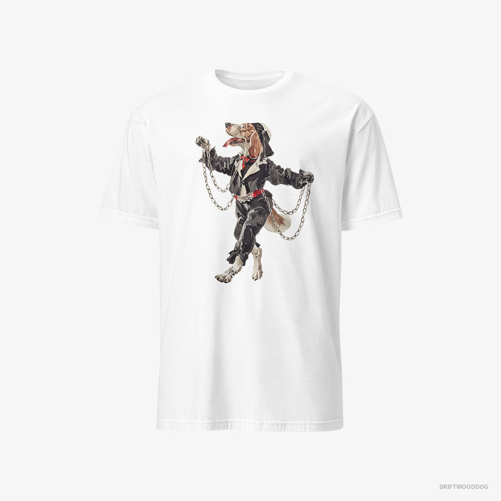 Beagle T-Shirt – Men White T-Shirt Classic – Spinning in the Club (on White Background)