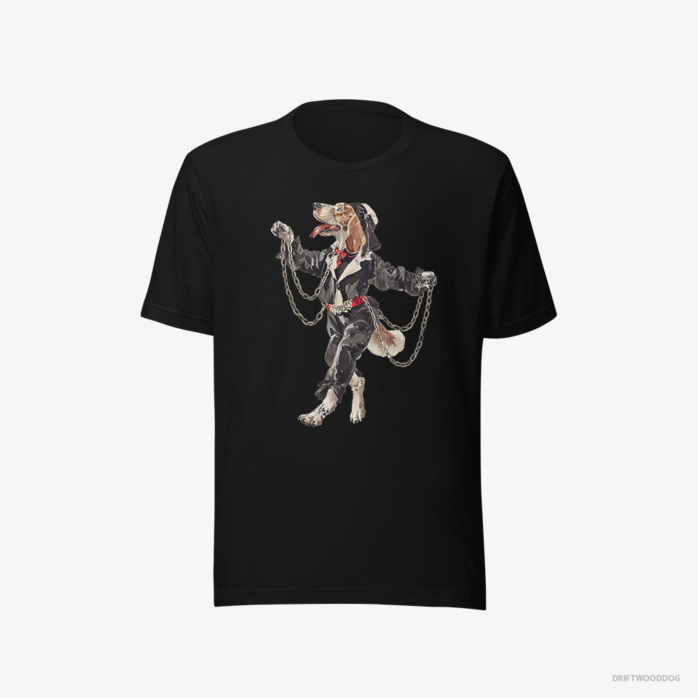 Beagle T-Shirt – Men Black T-Shirt Eco-Friendly – Spinning in the Club (on White Background)