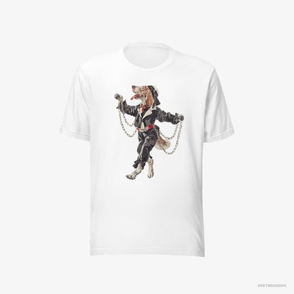 Beagle T-Shirt – Men White T-Shirt Eco-Friendly – Spinning in the Club (on White Background)