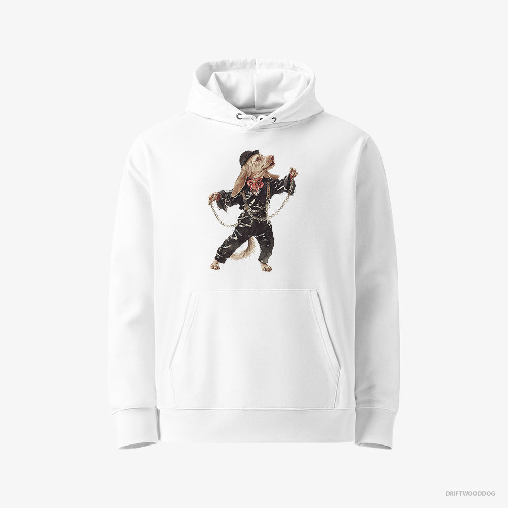 Beagle Hoodie – Men White Hoodie Eco-Friendly – Stomping to the Beat (on White Background)