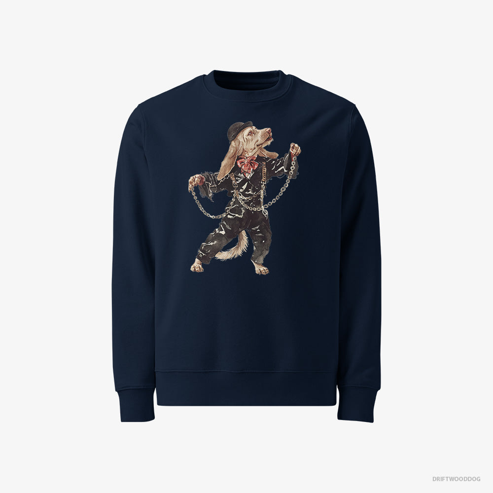 Beagle Sweatshirt – Men Navy Sweatshirt Classic – Stomping to the Beat (on White Background)