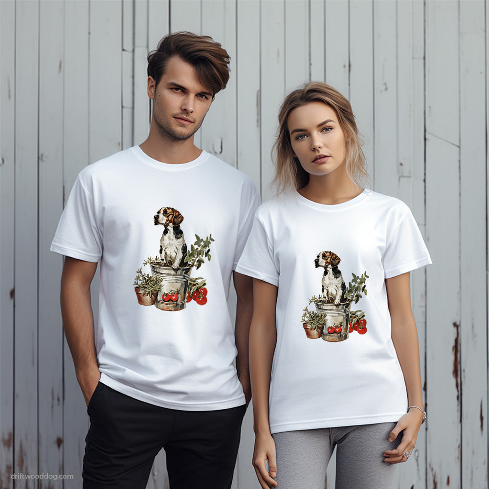 Beagle Guarding the Garden T-Shirt – Unique Dog T-Shirts for Pet Lovers