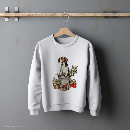 Beagle Guarding the Garden Sweatshirt – Unisex Sweatshirt for Dog Lovers