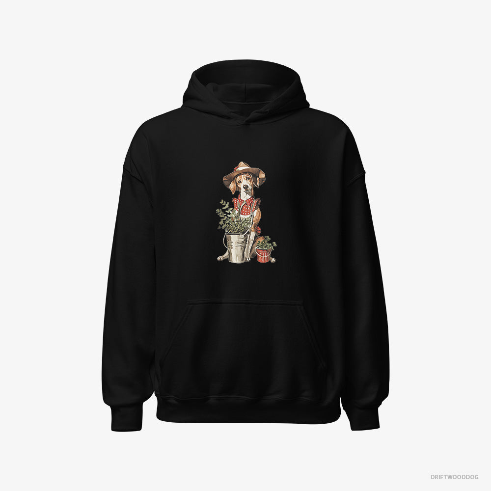 Beagle Hoodie – Men Black Hoodie Classic – Collecting Herbs (on White Background)