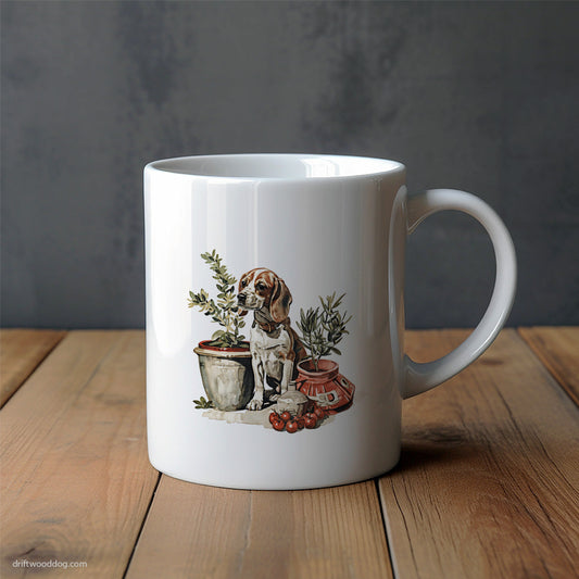 Beagle Tending to Tomatoes Mug – Unique Dog Cups | Dog-Themed Mugs