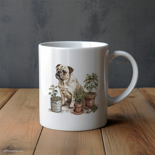 Bulldog Caring for the Greenhouse Mug – Unique Dog Cups | Dog-Themed Mugs