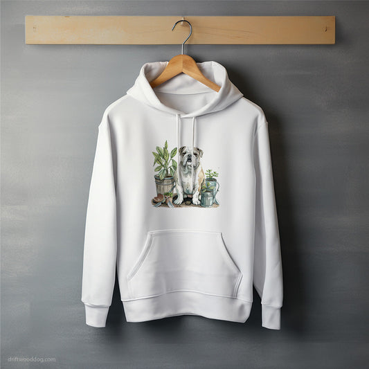 Bulldog Guarding the Flowers Hoodie – Unisex Hoodie for Dog Lovers