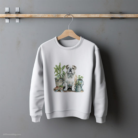 Bulldog Guarding the Flowers Sweatshirt – Unisex Sweatshirt for Dog Lovers