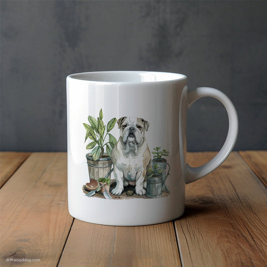 Bulldog Guarding the Flowers Mug – Unique Dog Cups | Dog-Themed Mugs