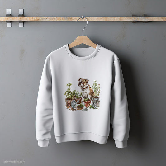 Bulldog in the Garden Sweatshirt – Unisex Sweatshirt for Dog Lovers