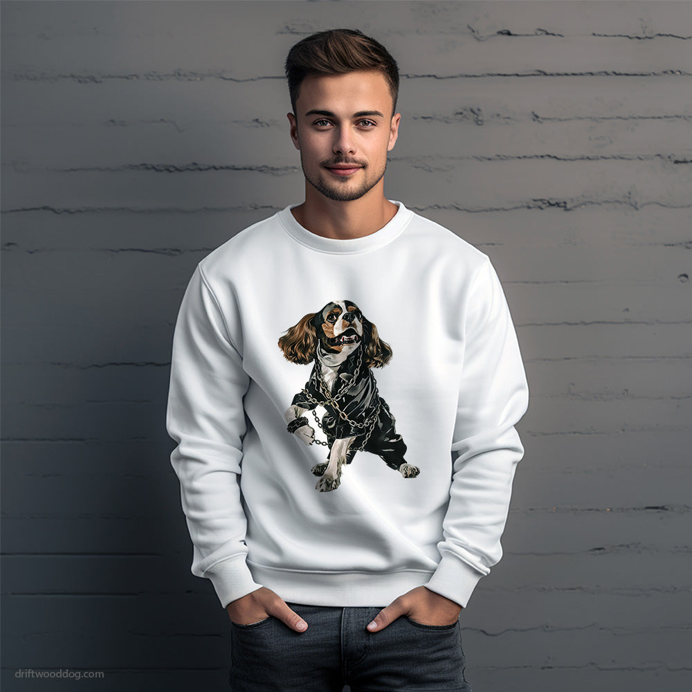 Cavalier King Charles Spaniel Pulsing in the Dark Sweatshirt – Unique Dog Sweatshirt for Men