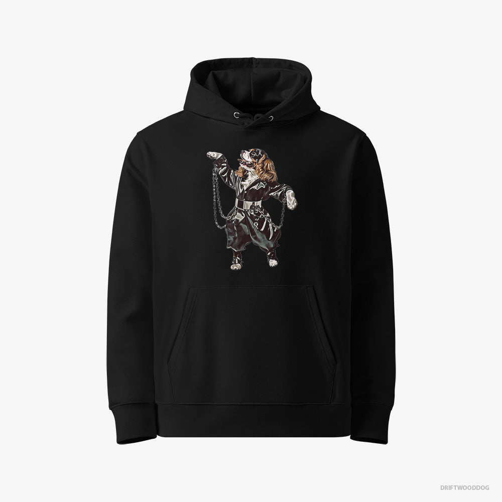 Cavalier King Charles Spaniel Hoodie – Women Black Hoodie Eco-Friendly – Grooving in Chains (on White Background)