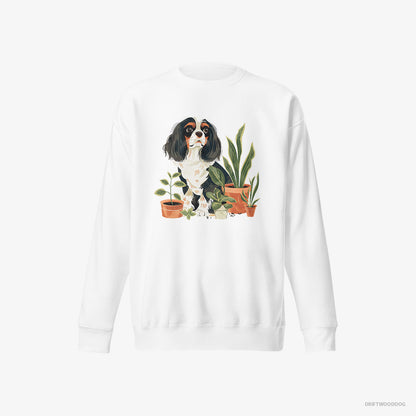 Cavalier King Charles Spaniel Admiring the Greenery White Sweatshirt