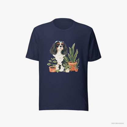 Cavalier King Charles Spaniel Admiring the Greenery Navy T-Shirt