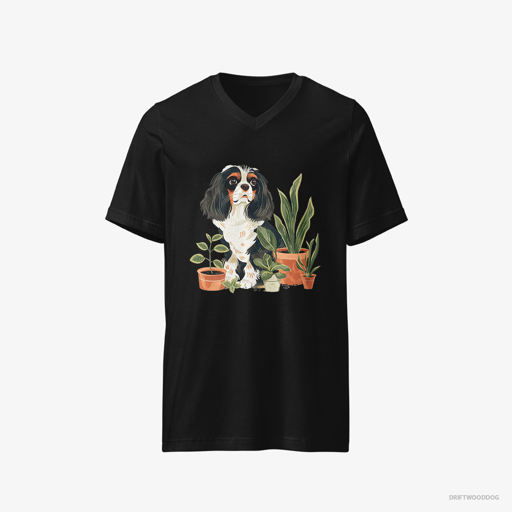 CKC Spaniel Admiring the Greenery – Men's T-Shirt Black V-Neck – V-Neck