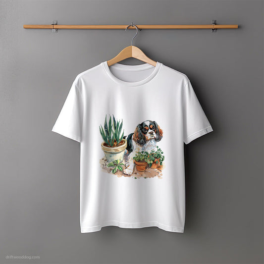 Cavalier King Charles Spaniel Repotting Plants T-Shirt – Unisex Tee for Dog Lovers