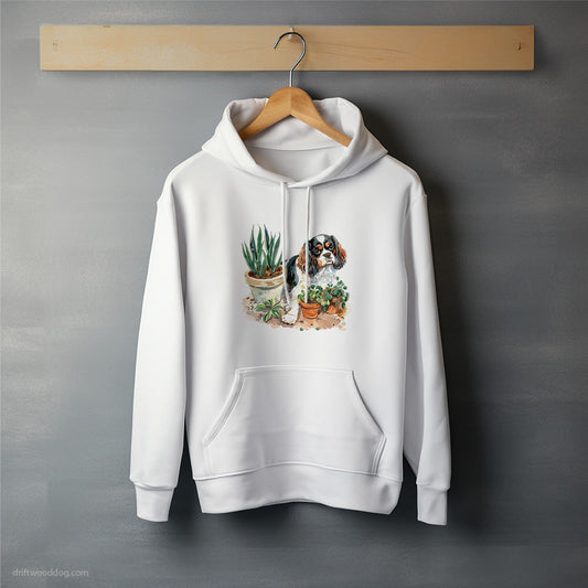 Cavalier King Charles Spaniel Repotting Plants Hoodie – Unisex Hoodie for Dog Lovers