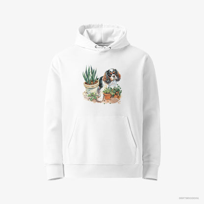 Cavalier King Charles Spaniel Repotting Plants White Hoodie