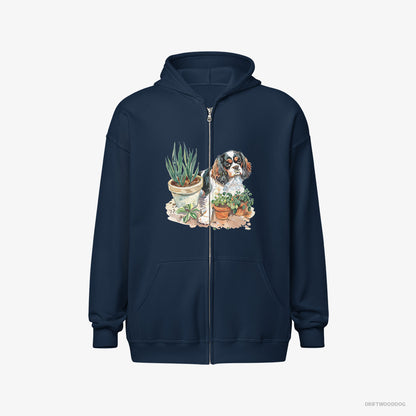 Cavalier King Charles Spaniel Repotting Plants Navy Hoodie