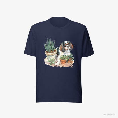 Cavalier King Charles Spaniel Repotting Plants Navy T-Shirt