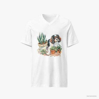 Cavalier King Charles Spaniel Repotting Plants White T-Shirt