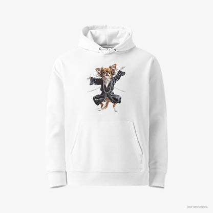 Chihuahua Hoodie – Men White Hoodie Eco-Friendly – Raving in Black (on White Background)