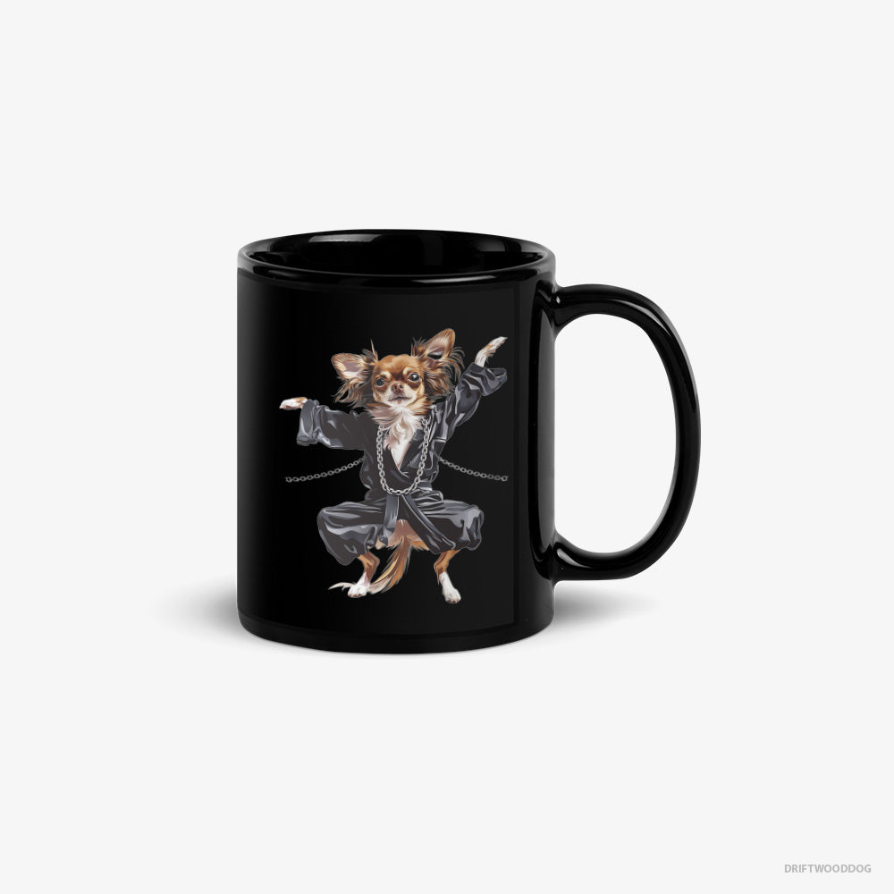 Chihuahua Mug – Unisex Black Mug Classic – Raving in Black (on White Background)