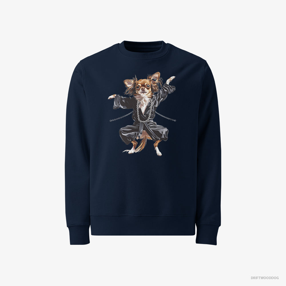 Chihuahua Sweatshirt – Men Navy Sweatshirt Classic – Raving in Black (on White Background)