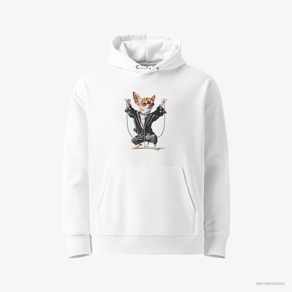 Chihuahua in a Techno Frenzy – Men's Hoodie White Eco – Eco-Friendly