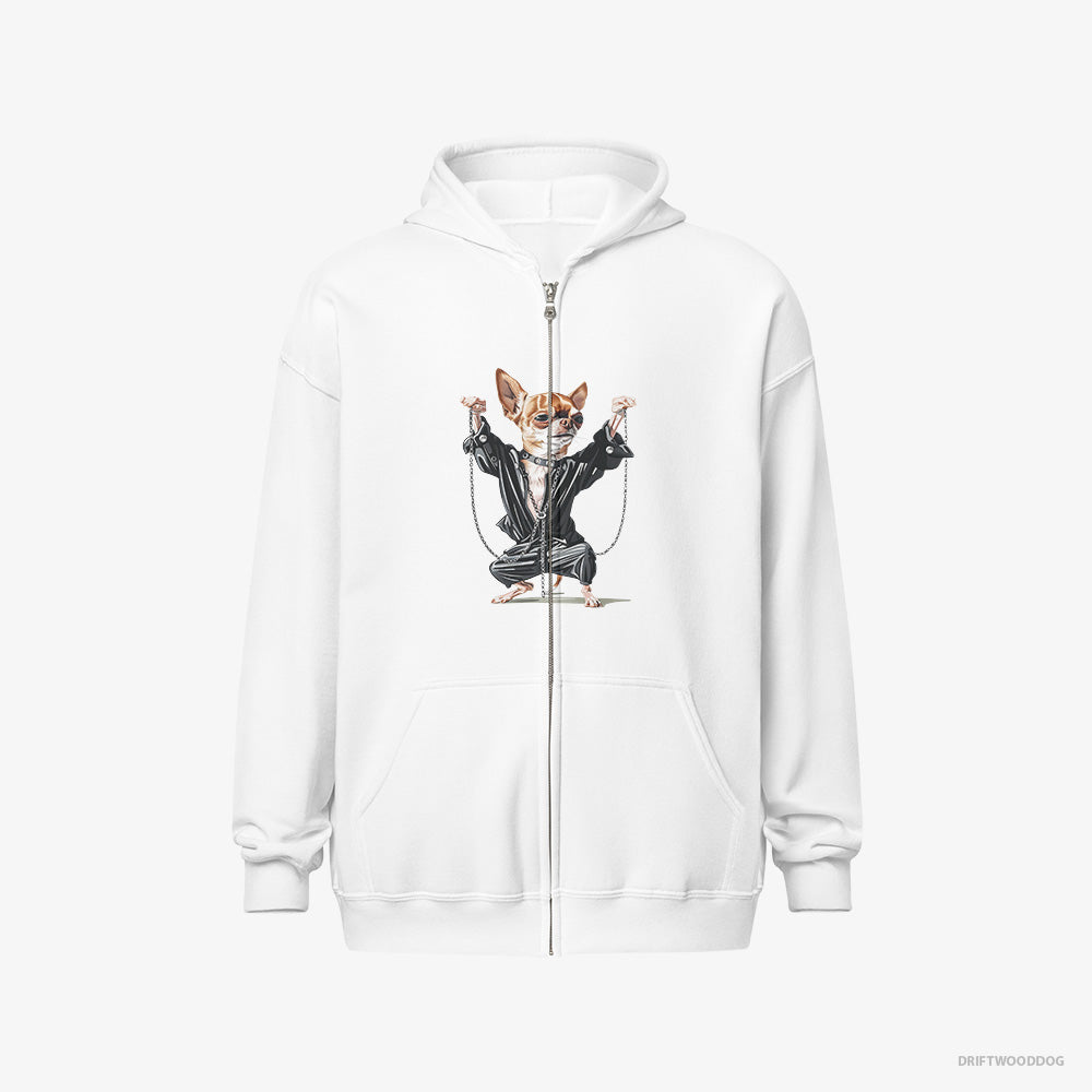 Chihuahua in a Techno Frenzy – Women's Hoodie White Full-Zip – Full-Zip