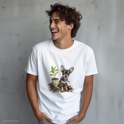 Chihuahua Digging in the Garden T-Shirt – Dog T-Shirt for Men