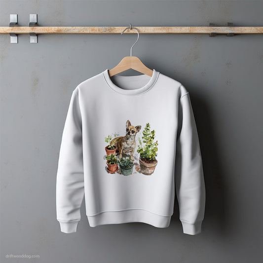 Chihuahua Surrounded by Flowers Sweatshirt – Unisex Sweatshirt for Dog Lovers