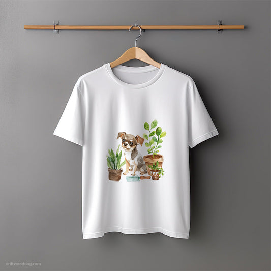 Chihuahua Gardening with Care T-Shirt – Unisex Tee for Dog Lovers