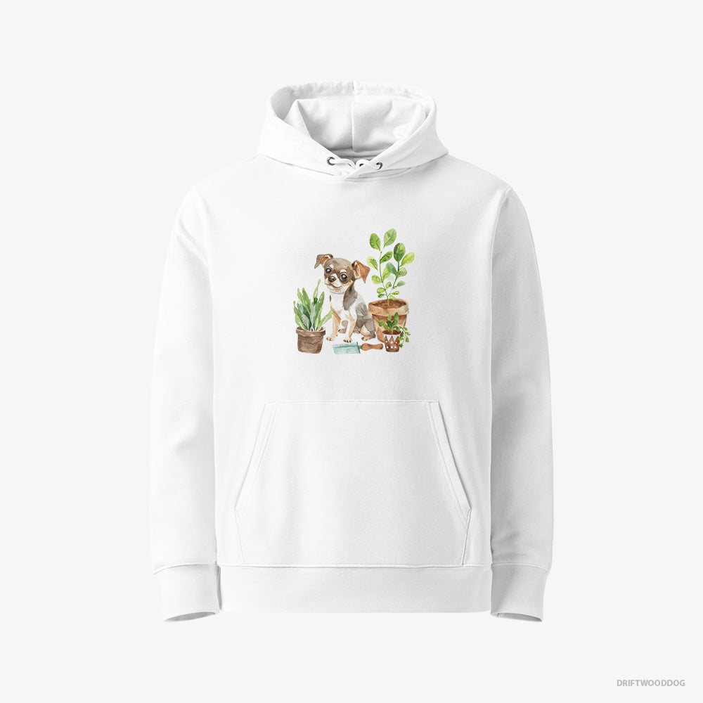 Chihuahua Gardening with Care – Men's Hoodie White Eco – Eco-Friendly