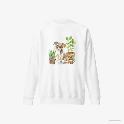 Chihuahua Gardening with Care White Sweatshirt