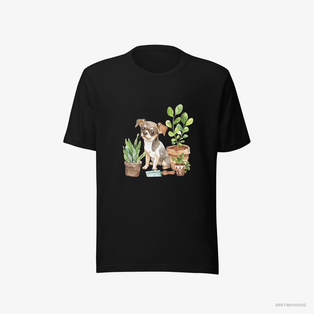 Chihuahua T-Shirt – Men Black T-Shirt Eco-Friendly – Gardening with Care (on White Background)