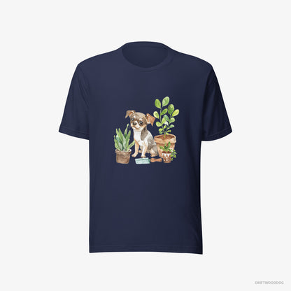 Chihuahua T-Shirt – Men Navy T-Shirt Eco-Friendly – Gardening with Care (on White Background)