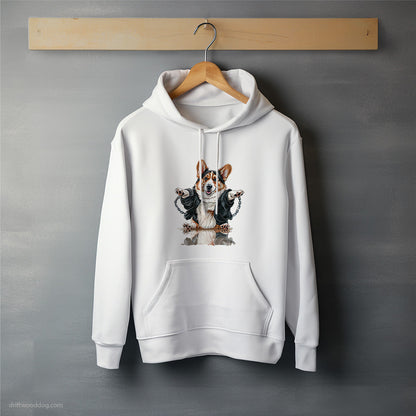 Corgi Grooving with Chains Hoodie – Unisex Hoodie for Dog Lovers