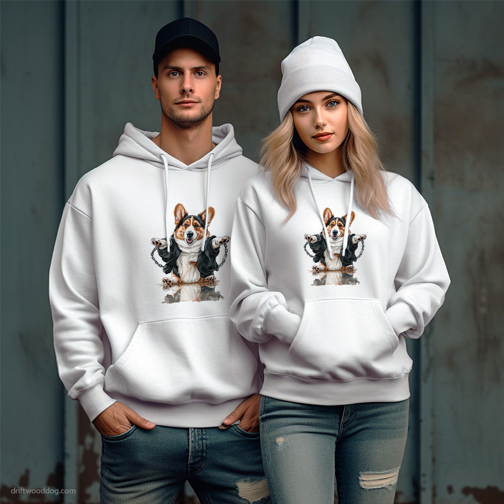 Corgi Grooving with Chains Hoodie – Unique Dog Hoodies for Pet Lovers Gift