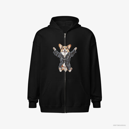 Corgi Pulsing in Black Black Hoodie