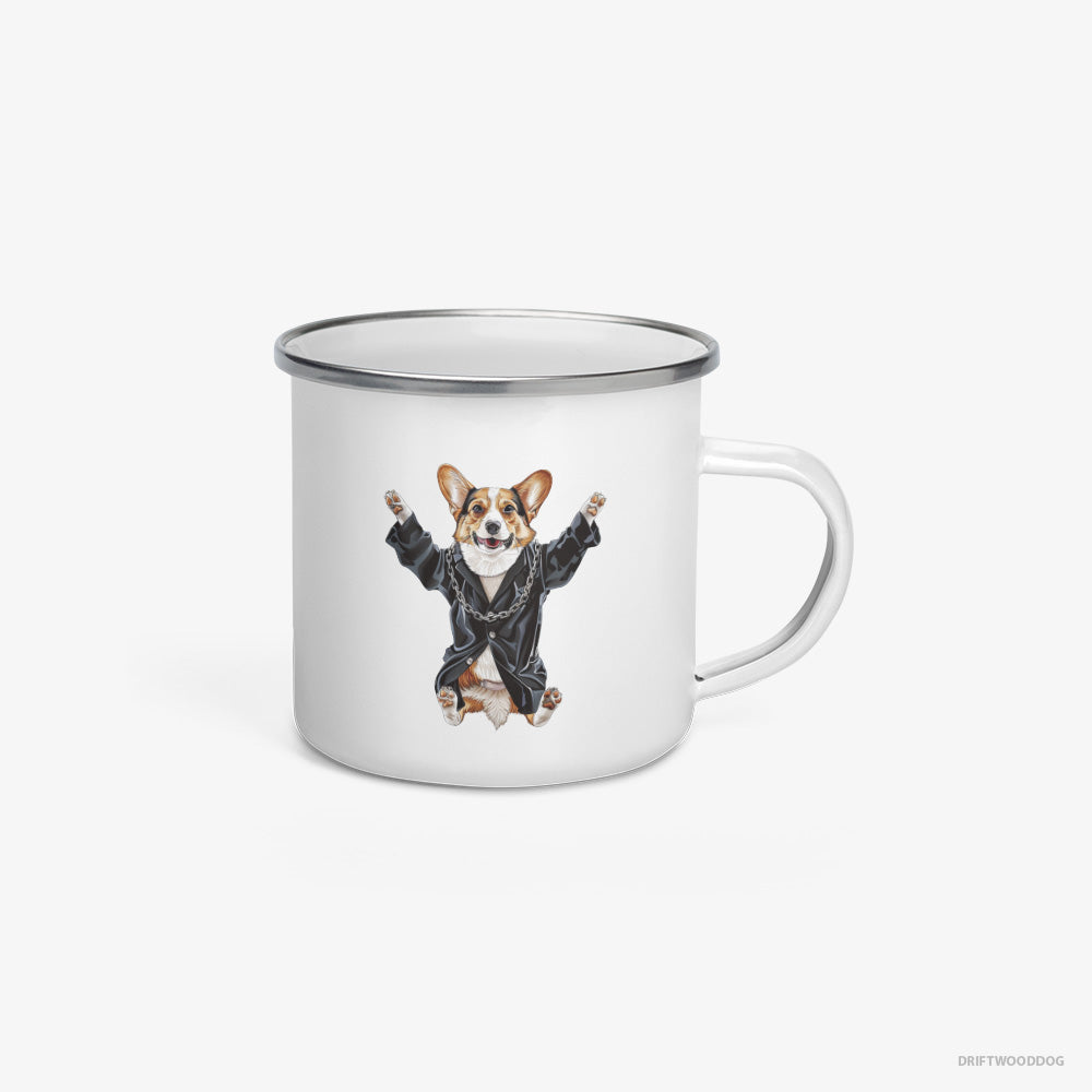 Corgi Pulsing in Black Enamel Mug