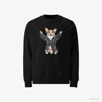 Corgi Sweatshirt – Men Black Sweatshirt Classic – Pulsing in Black (on White Background)