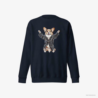 Corgi Pulsing in Black Navy Sweatshirt