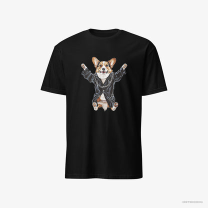 Corgi Pulsing in Black Black T-Shirt