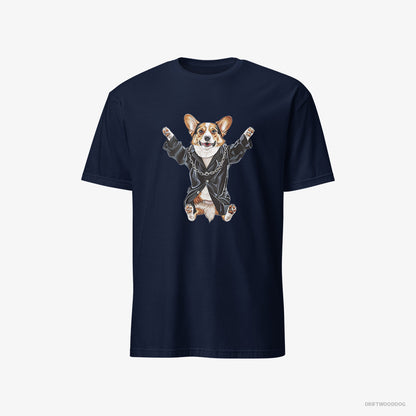 Corgi Pulsing in Black Navy T-Shirt