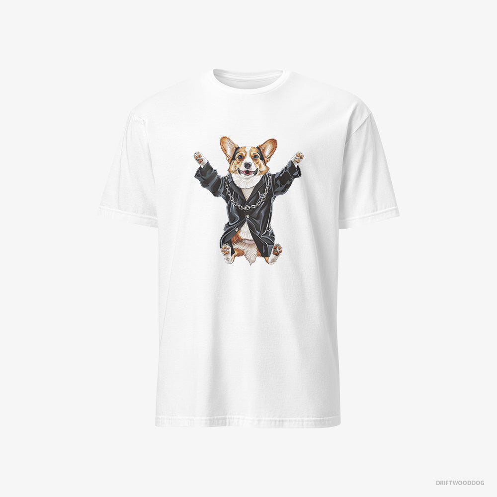 Corgi T-Shirt – Men White T-Shirt Classic – Pulsing in Black (on White Background)